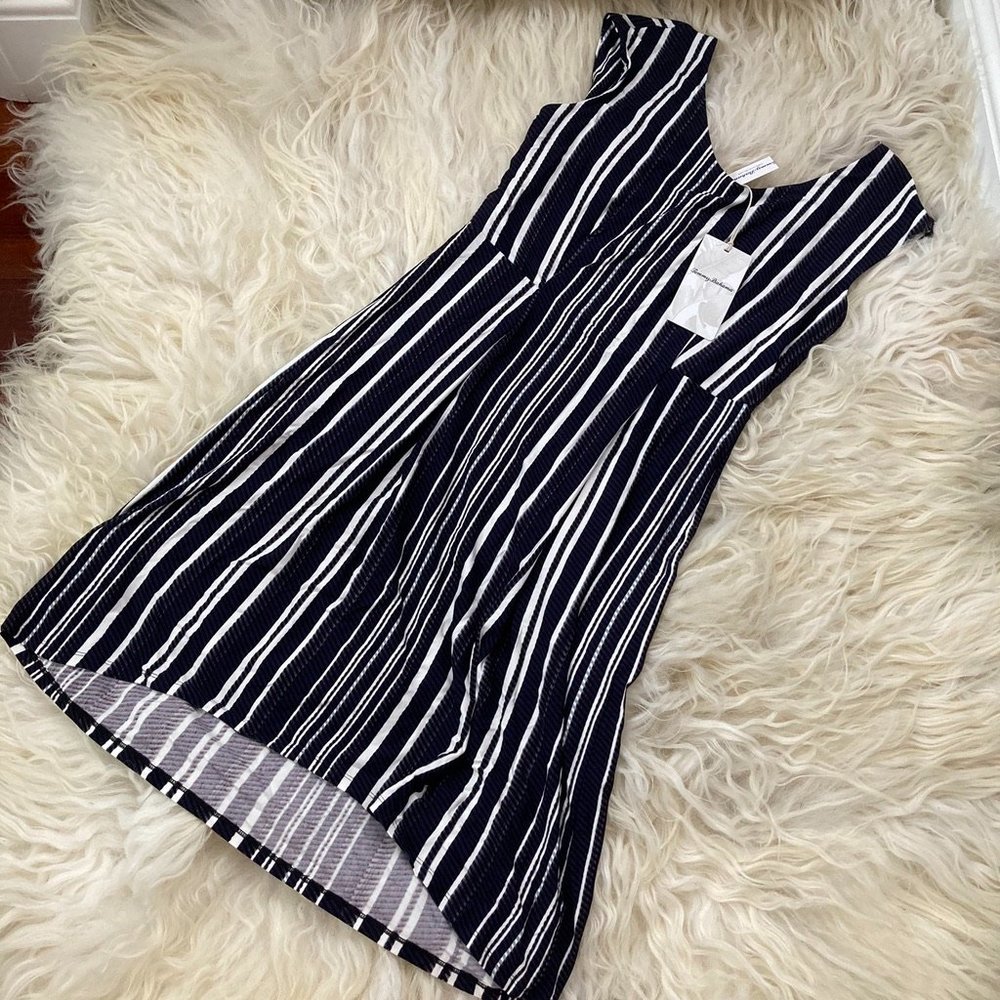 TOMMY BAHAMA STRIPED SCOOP NECK COCKTAIL DRESS - Picture 3 of 9